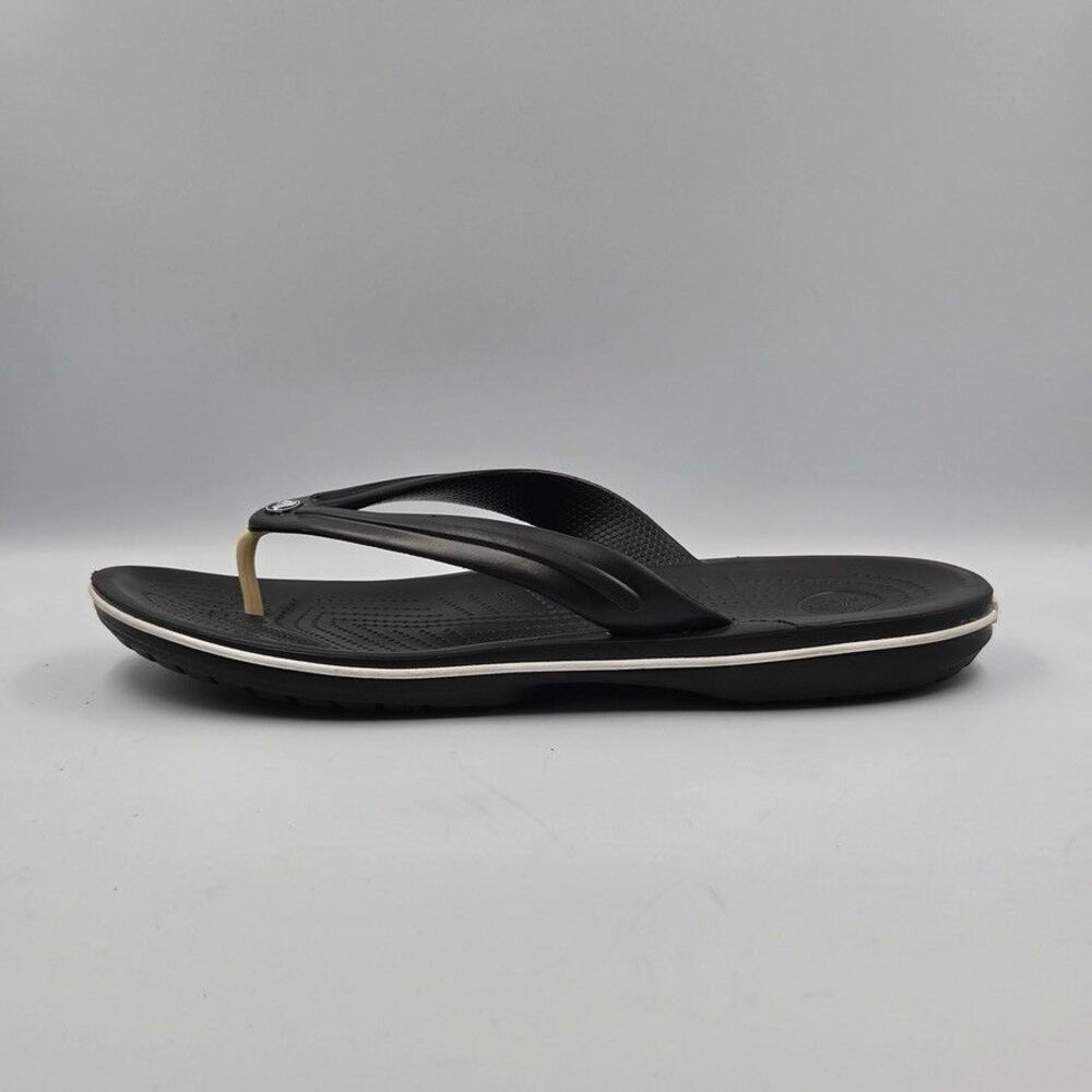 Crocs Mens 12 Black Crocband Flip Thong Sandal Lightweight Comfort